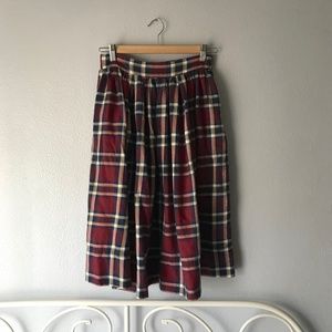 ASOS High Waisted Midi Plaid Skirt